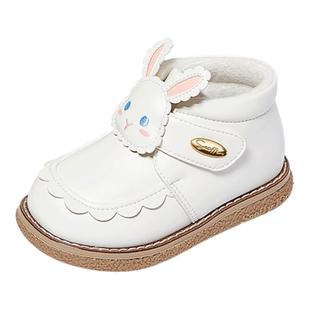 斯纳菲女童短靴加绒皮靴冬季新款儿童雪地保暖防滑小公主宝宝棉鞋