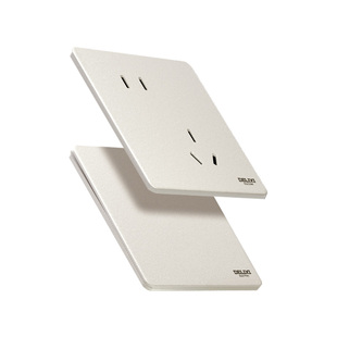 德力西电气超薄奶油风开关插座面板哑光杏子灰16A斜五孔290砂砾白