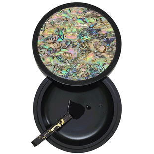 赋比兴 国家非遗 镶嵌螺钿艺术品老坑砚台 大号带盖砚台 精品歙砚台 天然原石高档书法专用 文房四宝笔墨纸砚