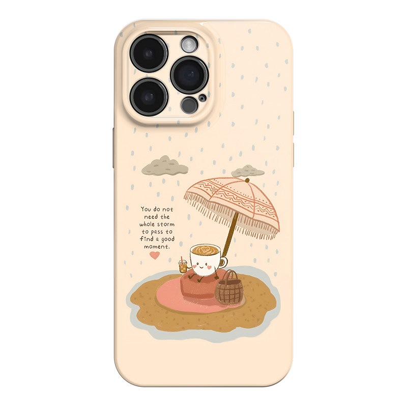 雨中小憩 ins治愈卡通风适用苹果iphone17手机壳华为pura70小米15荣耀x50红米k80小众vivox200新款一加ACE5