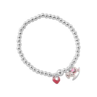 香港正生足银999玉桂狗铃铛纯银手链女童儿童亲子大人银珠手串