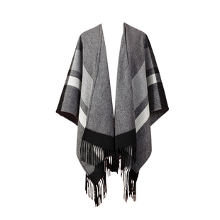 经典百搭纯羊毛围巾女送妈妈婆婆生日礼物人字纹薄款斗篷外搭披肩