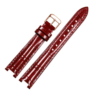 女士凹口亮光牛皮表带真皮适配天王罗西尼天梭西铁城卡西欧飞亚达