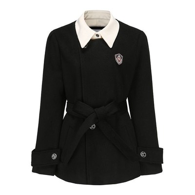 夹棉毛呢外套秋冬季女装黑色