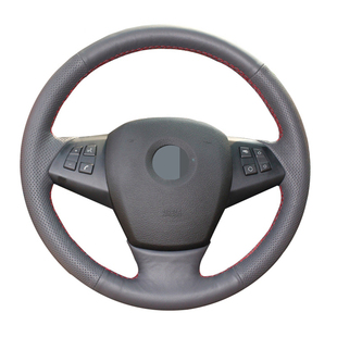 专用宝马X5 X6 E70 E71手缝真皮方向盘套冬季汽车四季通用把套