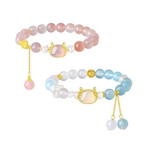 周大生DC流光灵蛇珍珠手链纯银女生轻奢高级手串生日礼物送女友