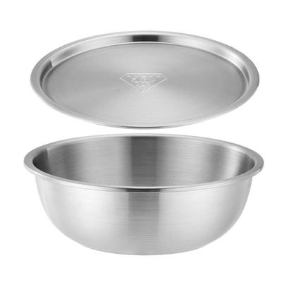 加厚不锈钢汤盆带盖304和面盆