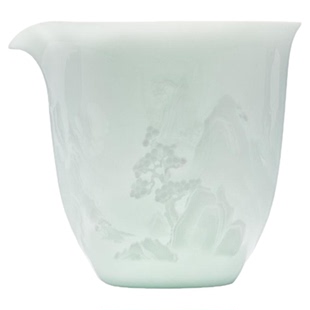 景德镇官方陶瓷茶具影青浮雕茶水公道杯2026新款高端分茶器茶海