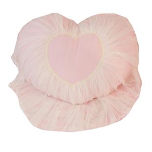 粉嫩居生活广场 韩式蕾丝心形抱枕含芯 腰靠汽车靠枕坐垫粉丝专属