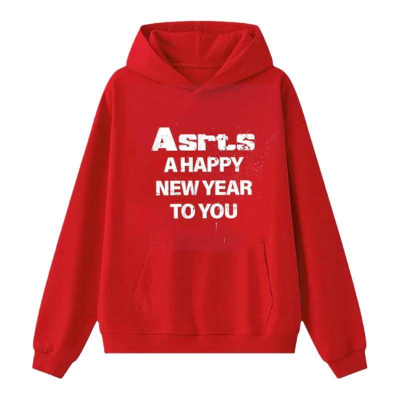重磅 Asrts限定新款小众美式潮牌宽松情侣红色加厚连帽卫衣女外套