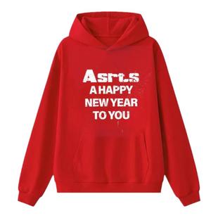 重磅 Asrts限定新款小众美式潮牌宽松情侣红色加厚连帽卫衣女外套