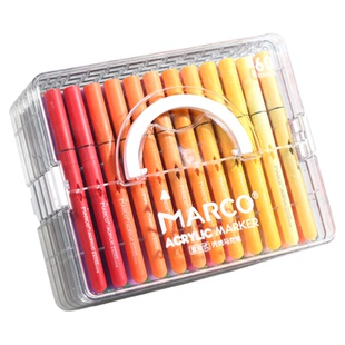 MARCO马可直液式丙烯马克笔软头小学生专用不透色可叠色儿童可水洗水彩笔60色涂色层叠美术颜料笔画笔