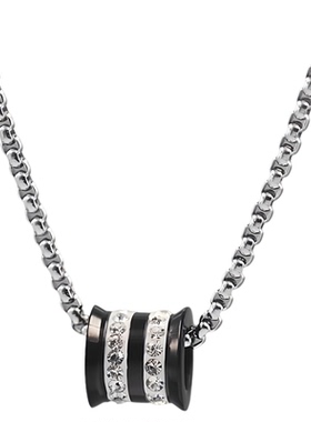 原创钛钢欧美黑色日韩风锁骨链