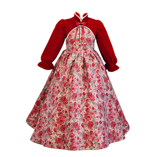 女童旗袍连衣裙儿童装洋气公主裙子2025新款长裙秋冬装加绒新年服