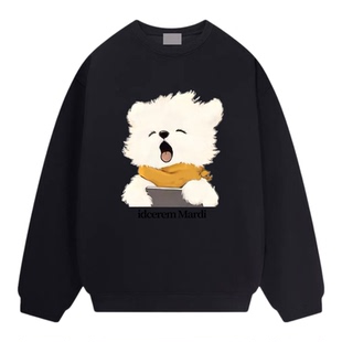 idcerem Mardi卫衣女元气卡通小熊印花情侣装秋冬季圆领加绒上衣