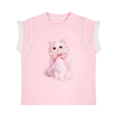 BarryBanny女童短袖T恤小猫印花