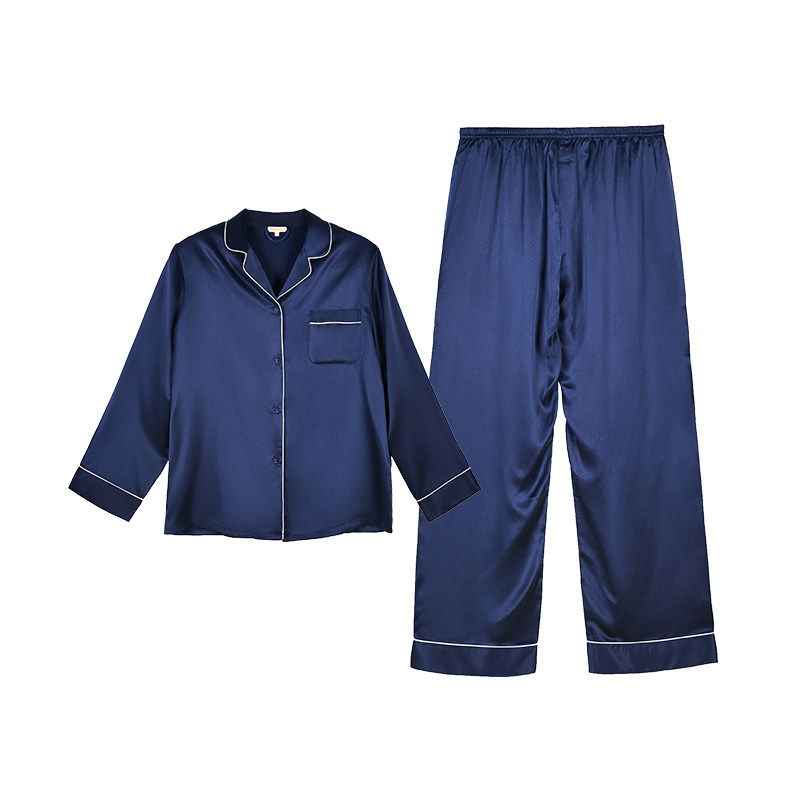 万事利真丝睡衣女款两件套长袖套装100%桑蚕丝可外穿家居服 淳静