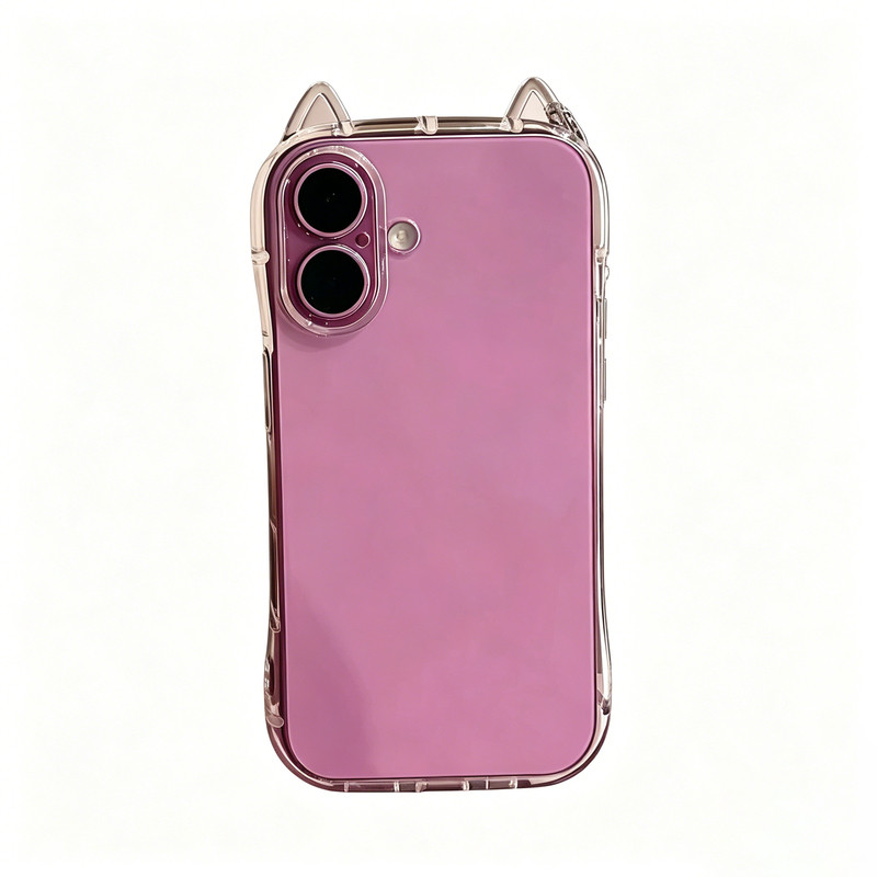 简约透明猫耳朵适用iPhone17promax创意卡通适用小米17全包简约高级感适用华为Mate80软壳适用荣耀X70保