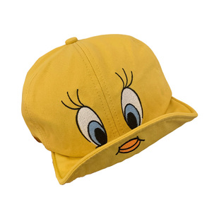 韩国崔弟翠儿翻檐鸭舌帽子可爱小黄鸭刺绣棒球帽女显脸小大头围潮