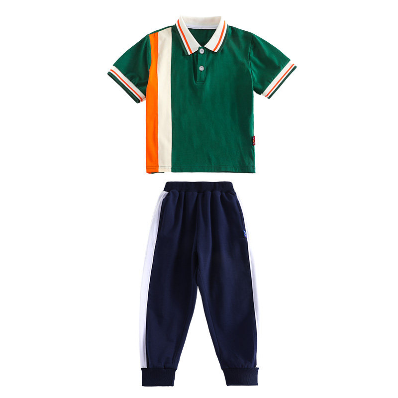 夏季中学生校服短袖中大童运动学院风小学生毕业照班服初中生套装
