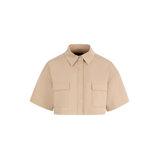 MARYLING玛俪琳夏季新品沙色宽松短款短袖衬衫A1ECW20610