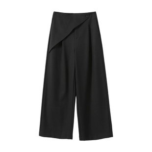 淘么淘 体面职场 藏小腹屁帘围裹高腰垂感直筒阔腿西装裤女春新款