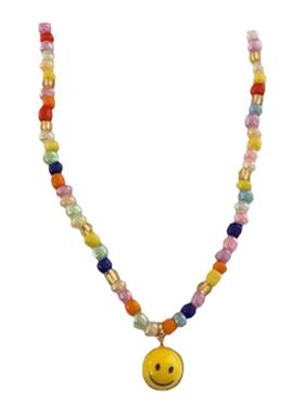 请和这样的我恋爱彩色甜美辣妹轻奢锁骨链女笑脸潮配饰串珠颈链