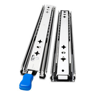 53宽重型滑轨加厚工业承重导轨带锁缓冲滑道抽屉三节轨楼梯柜托底