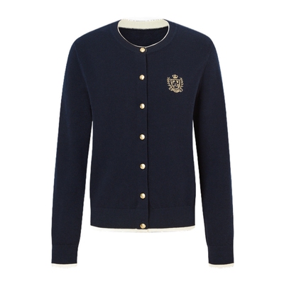 【含绵羊毛】POLOWALK女式长袖针织衫2025秋季新品学院风通勤上衣