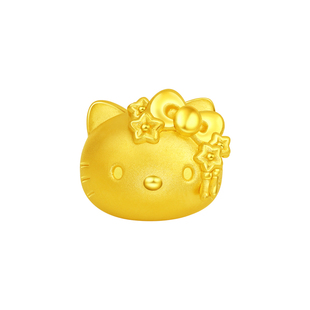 老克勒3D硬金黄金蝴蝶结猫头猫咪999足金手链手串转运珠路路通女