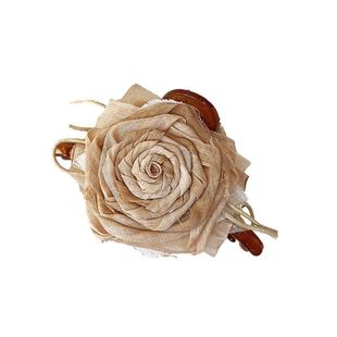 干枯玫瑰古风花朵抓夹女2025高级感大号鲨鱼夹后脑勺盘发发夹头饰