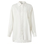 商场同款 摩萨克2025夏新款铜氨纤维宾霸条纹贴口袋落肩衬衫女