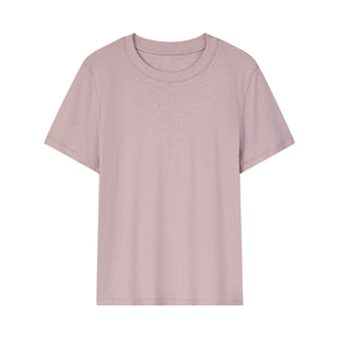 ART CHARACTER/艺符可机洗羊毛莱赛尔混纺正肩圆领短袖T恤女夏