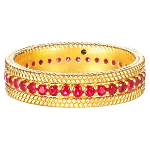 宝石矿工 5D足金天然红宝石鸽血红满圈排戒戒指通勤日常经典款