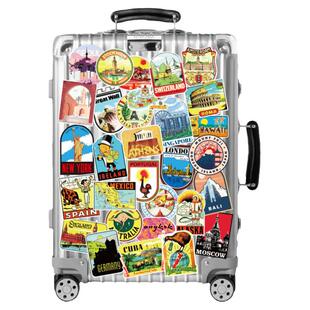 环游世界网红标志地标建筑贴纸个性复古文艺旅行箱滑板吉他贴防水