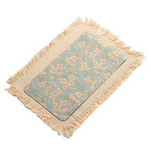 中式复古双层织锦干泡茶席棉麻流苏茶垫茶桌隔热垫茶盘垫防水桌旗