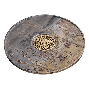 圆形国画石茶盘整块家用2026新款中式茶台小号茶托盘简约石头茶几