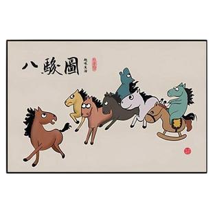 名画《八骏图》抖音同款搞笑装饰画桌面摆画摆件卧室客厅玄关挂画