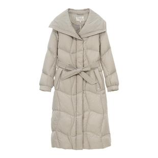 Outlets品牌折扣 索玛SOMSOM冬装保暖长款加厚鸭绒大翻领羽绒服女