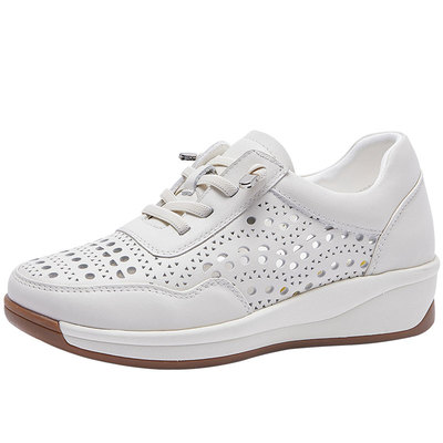 舒适厚底圆头软底羊皮休闲妈妈鞋