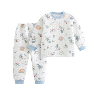 儿童保暖衣套装三层夹棉