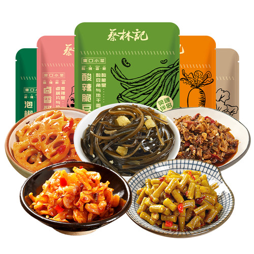 蔡林记酸豆角小包装萝卜外婆菜海带藕片即食零食拌面美食30g