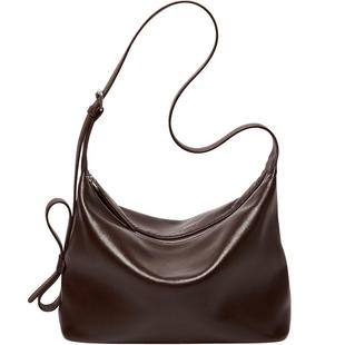 纳兰杜漫月包通勤托特包女包2025新款极简hobo包包植鞣真皮斜挎包