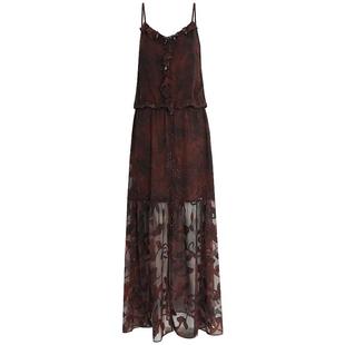 COCOBELLA重工烫金剪花炒色印花吊带裙女夏大摆连衣裙长裙FR3091