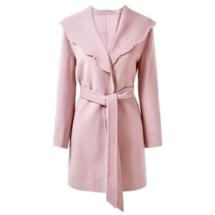 【菲妮尔Fairy】100%绵羊毛气质通勤双面呢大衣翻领轻奢毛呢外套