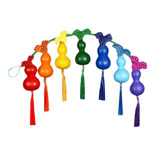 七彩葫芦娃挂饰真葫芦挂件天然葫芦五彩七色玩具摆件端午节五月节