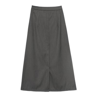 apa studio 深灰色简约百搭半身裙女高腰a字裙秋季新款通勤长裙子