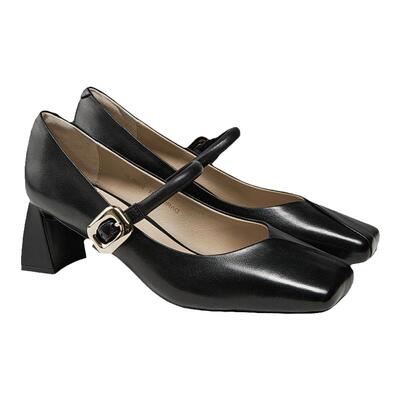 粗跟单鞋女中跟通勤玛丽珍鞋