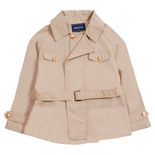 memoryin童装梭织外套两个小朋友复古英伦风翻领风衣外套