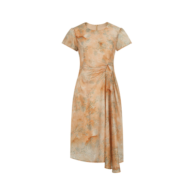 素芭新中式印花短袖连衣裙